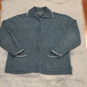 Woolrich button up wool blend womens teal sweater size xl